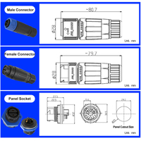 M25 2 3 3 + 9Pin Push Pull Circular Conector impermeable Enchufe Cable híbrido de alimentación y señal para aplicaciones al aire libre