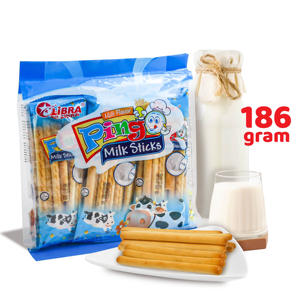 Crispy Halal Sweet Pingo 186g Milk Stick Cookies Vanilla Flavored Biscuits Packaged Box Bag Carton Sachet <b>Blue</b> - Product Image 1