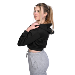 Sweat à capuche court pour femme en polaire doux avec fermeture éclair, logo personnalisé sur le devant, élégant, confortable, tendance, chaud pour l'hiver, léger, décontracté, streetwear - Product Image 3