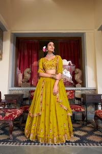 Fantaisie Tendance Georgette Lehenga Choli Séquence et Broderie Travail Avec Dupatta Inde Exporte Qualité À Vendre - Product Image 6
