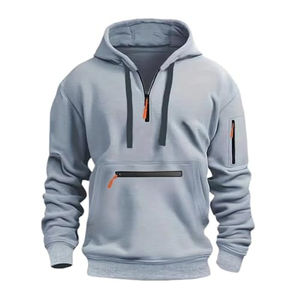 2025 nouveau hiver personnalisé hommes quart Zip sweats 100% coton polaire graphique pull col montant surdimensionné capuche bricolage motif - Product Image 2