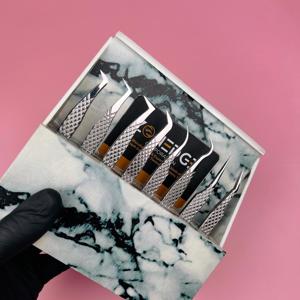 Pinzas para pestañas de acero inoxidable Pinzas para pestañas Herramientas de maquillaje Extensiones de pestañas plateadas Pinzas para cejas Etiqueta privada de Zonedge - Product Image 3