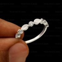 Monture de bague demi-éternité en argent 925 fait main, avec serti marquise 2x4mm, pour zircon, pour la création de bijoux DIY avec lait maternel souvenir
