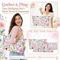 Tas Mahjong, Tas untuk Ubin Mahjong, Tas Mahjong untuk Ubin dan Rak, Tas Penyimpanan Rak Mahjong, Tas Jinjing, Aksesoris Bermotif Bunga
