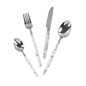Ensemble de couverts en acier inoxydable royal élégant et unique avec manche en céramique blanche, ensemble de couverts de haute qualité pour la maison - Product Image 1