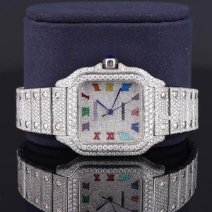 Classic Colorful Roman Dial <b>Wrist</b> <b>Watch</b> <b>for</b> <b>Men</b> Women VVS Moissanite Automatic Stainless Steel Diamond Analog Japan Movement - Product Image 4