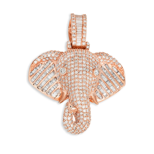 Colgante Personalizado con Cara de Animal, Micro Pavé de Moissanita, Diseño de Elefante, Plata 925 con Baño de Rodio y Oro de 14K, Joyería Hip Hop para Hombre - Product Image 5