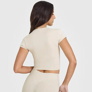 Meilleure vente sable 100% coton femmes t-shirt décontracté léger doux respirant et élégant concepteur décontracté coupe Gym entraînement t-shirt - Product Image 2