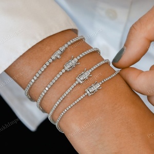 Prix de gros Bracelet tennis en diamant plaqué or jaune 14 carats de laboratoire 3MM CVD Bracelet en diamant avec diamants de certificat IGI - Product Image 5