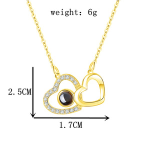 Collar de proyección de amor dual de diamantes europeos y americanos moda versátil 100 tipos te amo collar de idioma - Product Image 5
