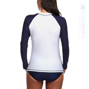 Conception personnalisée Sublimation Yoga Rash Guard léger à séchage rapide Activewear Beach Gym soutien-gorge à manches longues imprimé lavé à la main - Product Image 1