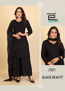 Pantalón tradicional de rayón Kurti para mujer con Nazmine Dupatta All-Over Black Color Most Trending New Design - Product Image 3