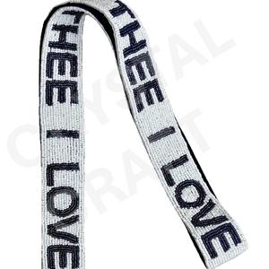 GO UTES Design Sangles de sac à perles de rocaille en or blanc personnalisées Sangle de sac à main perlée pour sacs Accessoires de mode - Product Image 3