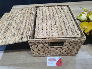 Paniers de rangement pliables multifonctionnels en jacinthe d'eau tissée avec organisateur de couvercles pour vêtements de cuisine - Product Image 4