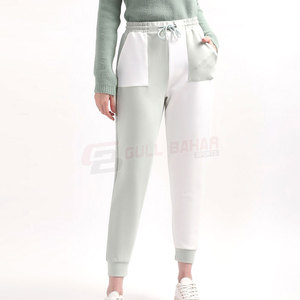 Pantalones casuales de algodón suave para mujer con dobladillo elástico y bolsillos laterales Pantalones casuales de cintura alta para mujer - Product Image 2