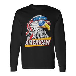 T-Shirt a Maniche Lunghe con Aquila Calva e Bandiera Americana, Maglietta Patriottica USA in Promozione - Product Image 1