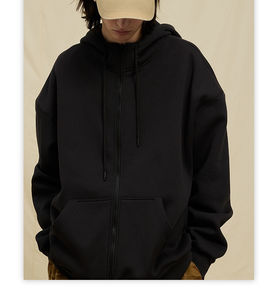 Sweat à capuche zippé décontracté uni de qualité supérieure Veste sweat à capuche zippé unisexe avec visage intégral Fabricants de vêtements Sweats à capuche à fermeture éclair personnalisés - Product Image 4