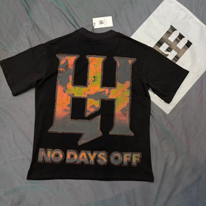 T-shirt à manches courtes pour homme, de haute qualité, en coton respirant, à motif diamant, style streetwear, poids lourd - Product Image 5