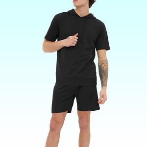 Logotipo personalizado Gran oferta Conjunto corto personalizado para hombre Traje transpirable de verano para hombre Conjunto de 2 piezas Verano Playa Sudaderas Pantalones cortos Conjunto - Product Image 1