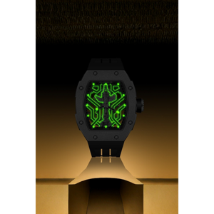 Montre pour homme Ailuo série 6629, tendance mode, entièrement ajourée, automatique, finition dorée et argentée, style mécanique - Product Image 3