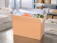 Emballage isotherme portable, imperméable et réutilisable pour la logistique des produits de la mer et des aliments congelés