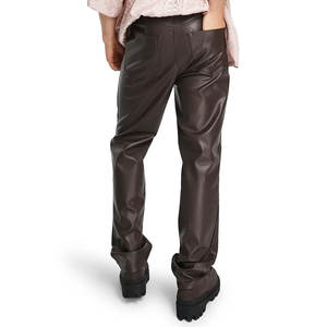 Pantalones de cuero ajustados para hombre de alta calidad con logotipo personalizado Servicio OEM Estilo informal Premium Patrón recto Precio al por mayor de fábrica - Product Image 2