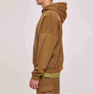 Ropa de calle personalizada para hombre, chándal de algodón con hombros caídos de gran tamaño, 100% de tela polar, conjunto de pantalones de chándal con capucha sólida, ropa estampada - Product Image 4