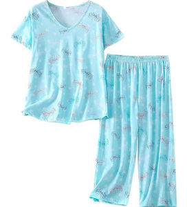 Conjunto de Pijamas Casuales para Mujer, Diseño Personalizado al por Mayor, 100% Algodón, Transpirable, Suave, de Manga Corta, Estampado Completo, Tejido de Punto - Product Image 6