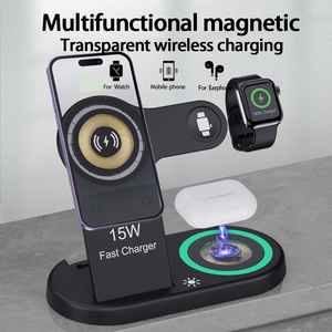 <strong>4</strong>-in-1 15W Foldable Wireless Charger for iPhone Smart Watch &amp; Earphones 5W &amp; 10W Power <strong>Output</strong> ABS Material 9V/2A <strong>Input</strong> - Product Image 3