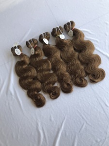 Single Donor 20" Inch Color No.#8 <b>Body</b> <b>Wave</b> Good Quality Human Hair Extensions Bundles Indian Hair On Wholesale Prices - Product Image 3