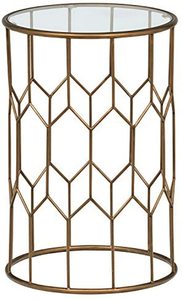 Table d'appoint élégante en métal doré et verre de qualité supérieure pour le salon Table d'angle ronde d'appoint en gros - Product Image 6