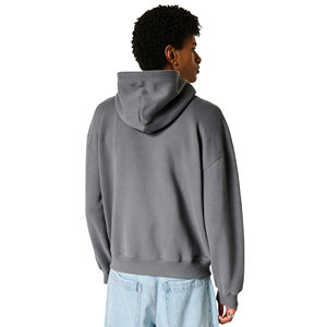 Nouveau sweat à capuche pour homme, coupe ajustée, poids lourd, 100% coton, fermeture éclair intégrale, logo personnalisé brodé, écologique, teinture unie - Product Image 3