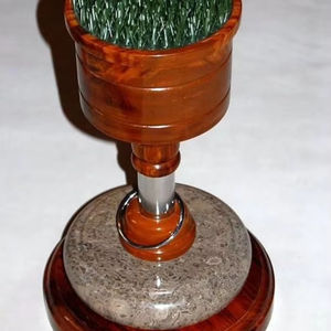 Falconry Wooden <b>Perch</b> Indoor <b>Perch</b> With Marble Block Original Astroturf Stainless Steel Ring - Product Image 1