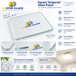 Minimalist Clear <strong>Square</strong> Flat Tempered Glass Slice Silk Printing Custom Size Eco-Friendly Easy Installation Indoor <strong>Lamp</strong> <strong>Shade</strong> - Product Image 4