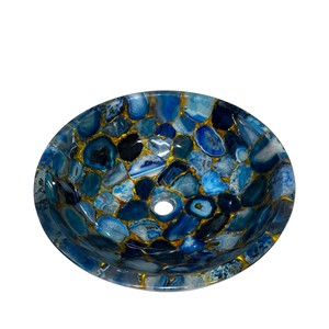 Indian Designer Top Quality Branded Handmade Design Sink Bowl With Blue Agate for Home and Restaurant Decoration Purpose - Product Image 1
