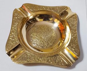 Cendrier Vintage en laiton massif gaufré pour cigarettes Porte-cigarette pour l'intérieur ou l'extérieur Patio, bureau et maison Cadeau fantaisie - Product Image 3