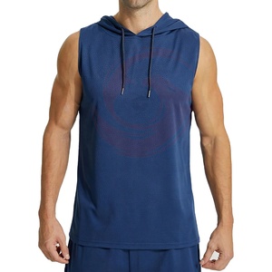 Mens Performance Hooded Tank <b>Top</b> Sleeveless Gym Workout Fitness Training Custom Logo & Design Print OEM - Product Image 1
