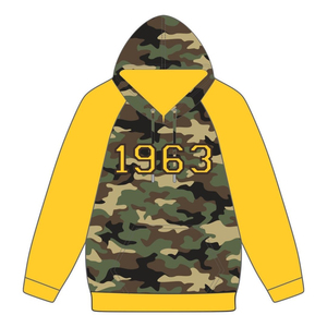 Sudadera con Capucha de Manga Raglán Dorada con Diseño de Camuflaje de la Fraternidad Griega Iota Phi Theta, Año de Fundación 1963, Ropa de la Fraternidad Divina Nueve HBCU - Product Image 2
