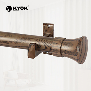 ราวม่านไม้สไตล์เรโทร KYOK พร้อมขายึดผนัง ขนาดเส้นผ่านศูนย์กลาง 0.75-0.99 นิ้ว รูปทรงกระบอก ดีไซน์ทนทาน - Product Image 2