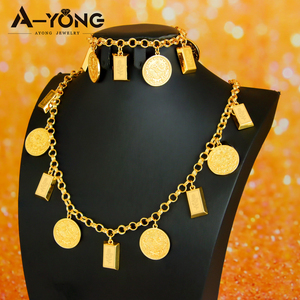 Conjunto de Joyería de Monedas de Oro de Diseño de Lujo AYONG, Chapado en Oro de 24k, Conjunto de Collar y Pulsera de Novia de Dubái para Fiesta de Bodas - Product Image 5