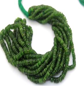 ลูกปัดสีเขียวลูกปัดหินไดออปไซด์แบบเรียบทำจากโครเมี่ยมธรรมชาติสีเขียว - Product Image 1