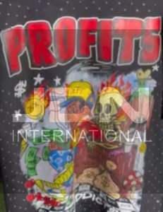 Fábrica personalizada 100% algodón 280gsm francés Terry negro Camiseta de manga de gran tamaño hombres diamantes de imitación camisas gráficas - Product Image 2