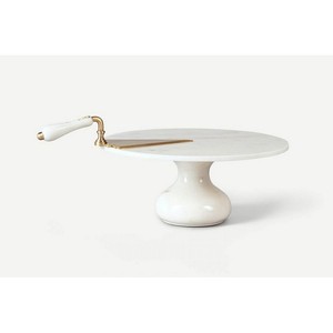 Fabriqué en Inde Pierre Marbre Décoration Maison Cadeau Blanc Rond Alimentaire Gâteau Au Chocolat Dissert Marbre À Niveaux Plateau De Service base en bois - Product Image 6