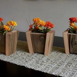 Pot de fleurs en bois Village souhaitant bien jardinière arrière-cour décor de jardin jardinières créatives en bois écorce de sapin pots de fleurs jardin - Product Image 5