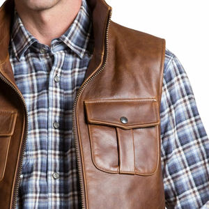 Chaleco de Cuero de Diseño Nuevo y Moderno, Chaleco de Cuero de Alta Calidad para Invierno, Estilo Motociclista, Chaqueta Personalizada para Hombre - Product Image 2