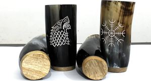 Verre artisanal en corne naturelle authentique, verre à boire médiéval pour les fêtes à thème, poli naturellement pour les bars de clubs - Product Image 2