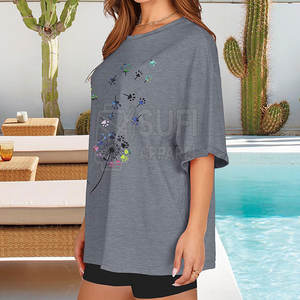 T-shirts pour femmes grande taille décontractés à design personnalisé, solides, surdimensionnés, à séchage rapide, respirants, 100% coton - Product Image 3