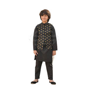 <b>Kids</b> Kurta <b>Pajama</b> and Waistcoat Set <b>for</b> Festive Occasions Royal Style <b>Kids</b> Kurta <b>Pajama</b> with Handcrafted Waistcoat - Product Image 1