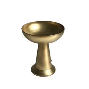 High Quality Cone Shaped Metal Iron Candle Jar for Home Decoration Brass Antique Candle Vessel with Hand Support - Product Image 1