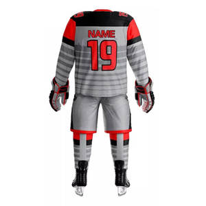 Uniformes de hockey sur glace personnalisés, tissu en spandex/polyester, service OEM, ensembles d'équipe personnalisés, haute qualité, écologiques, respirants, broderie - Product Image 6